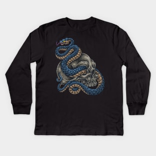 Mamba Snake On Sugar Skull Kids Long Sleeve T-Shirt